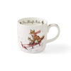 A Wrendale Designs The Sleigh Ride Mug with two foxes on a sled.